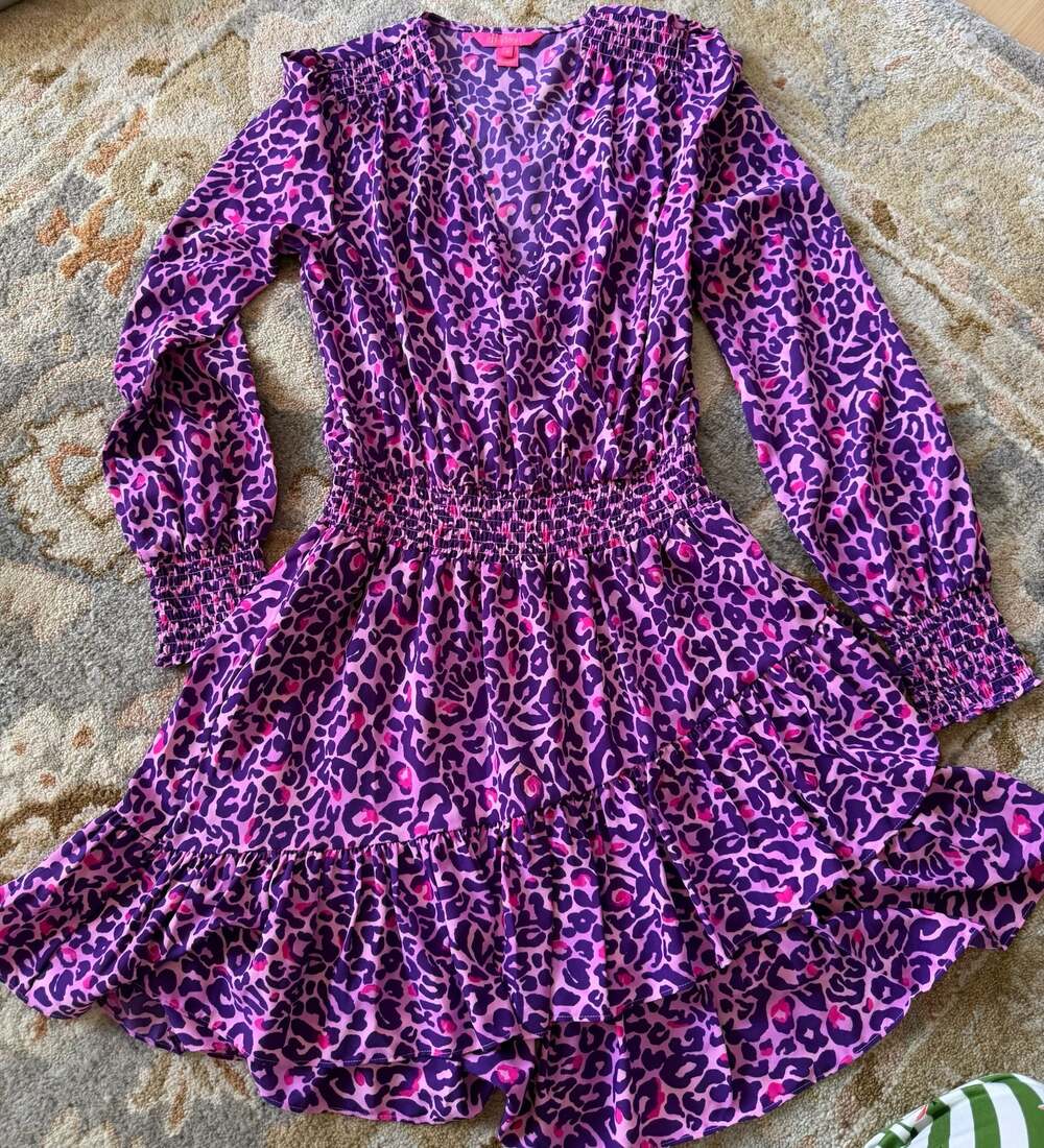 Lilly Pulitzer Cristiana Long Sleeve Tiered Dress in Purple Berry My Favorite Sp